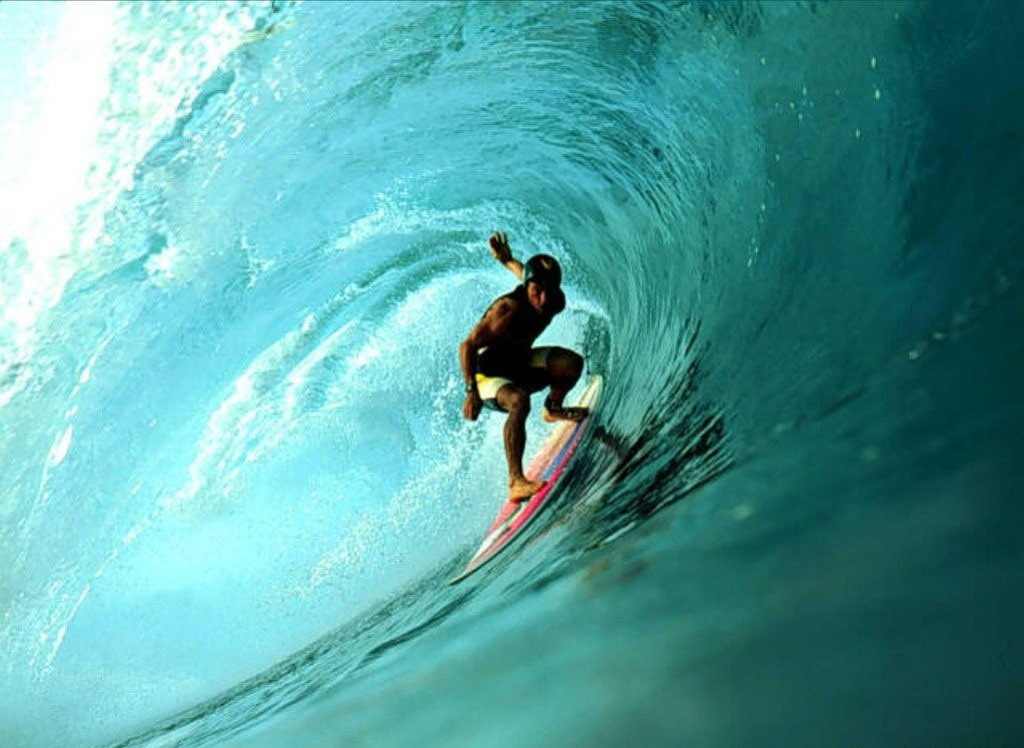 Surfer riding a wave